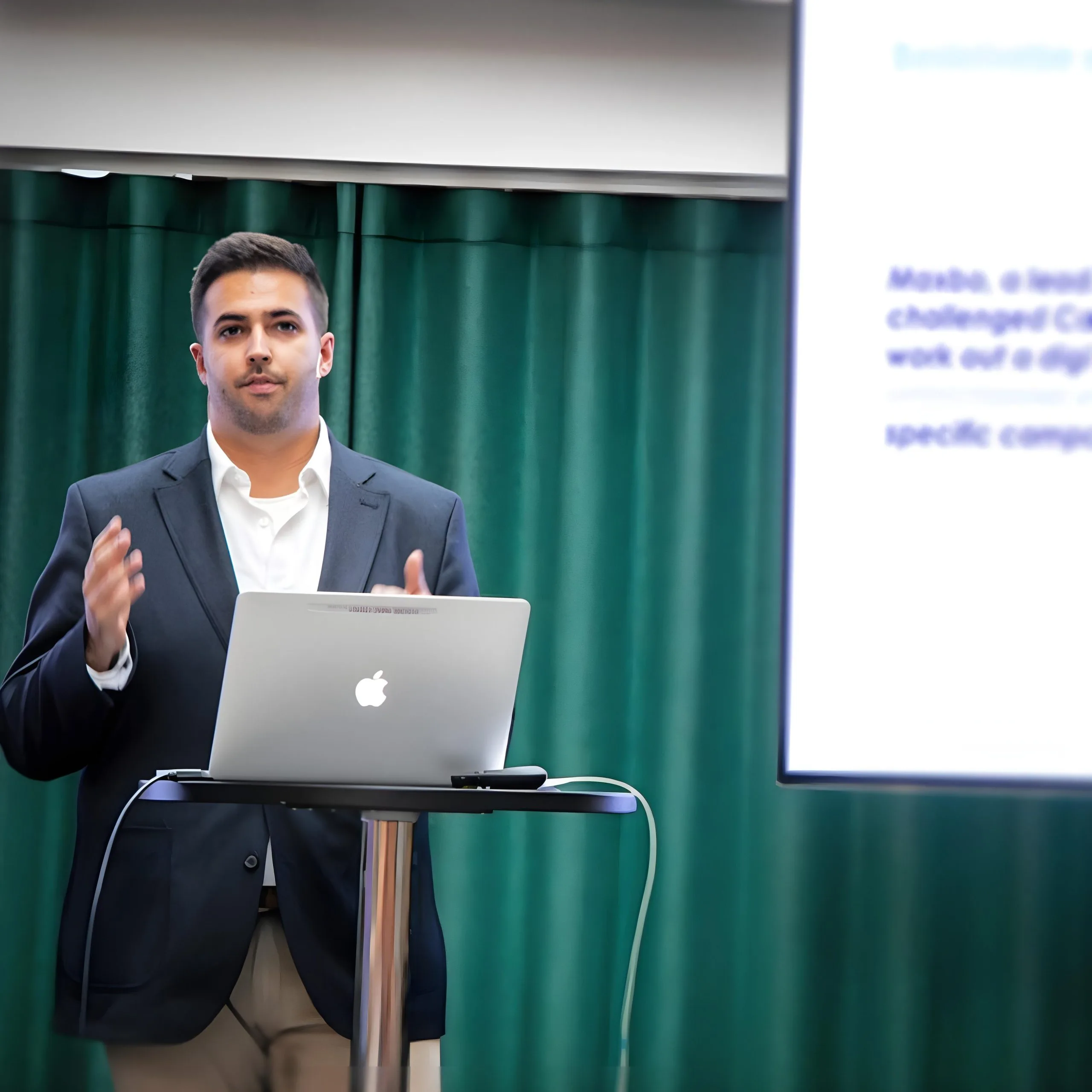 Greg Hal presenting at a performance marketing event