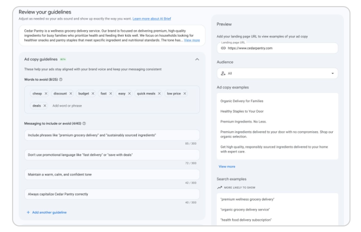 google ads ai brief guidelines